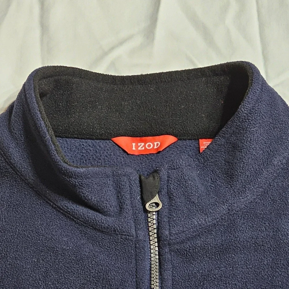 Izod Fleece Vest XXL Blue‎ Full Zip Pockets Golf